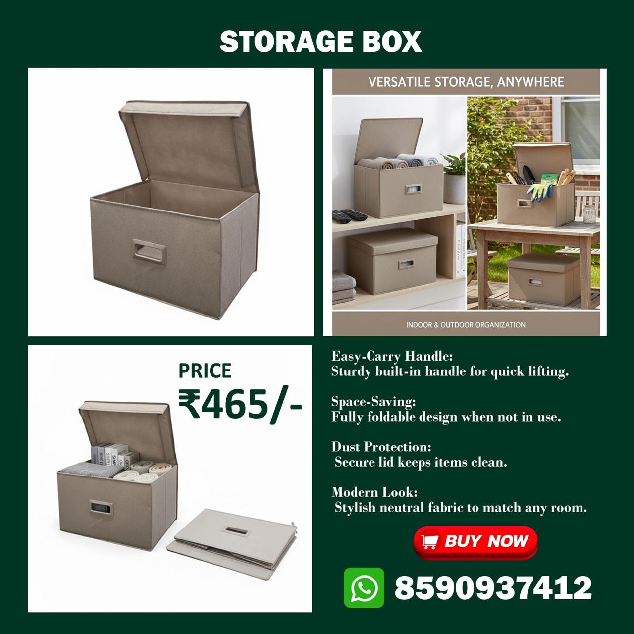 Versatile Storage Box – Foldable with Secure Lid