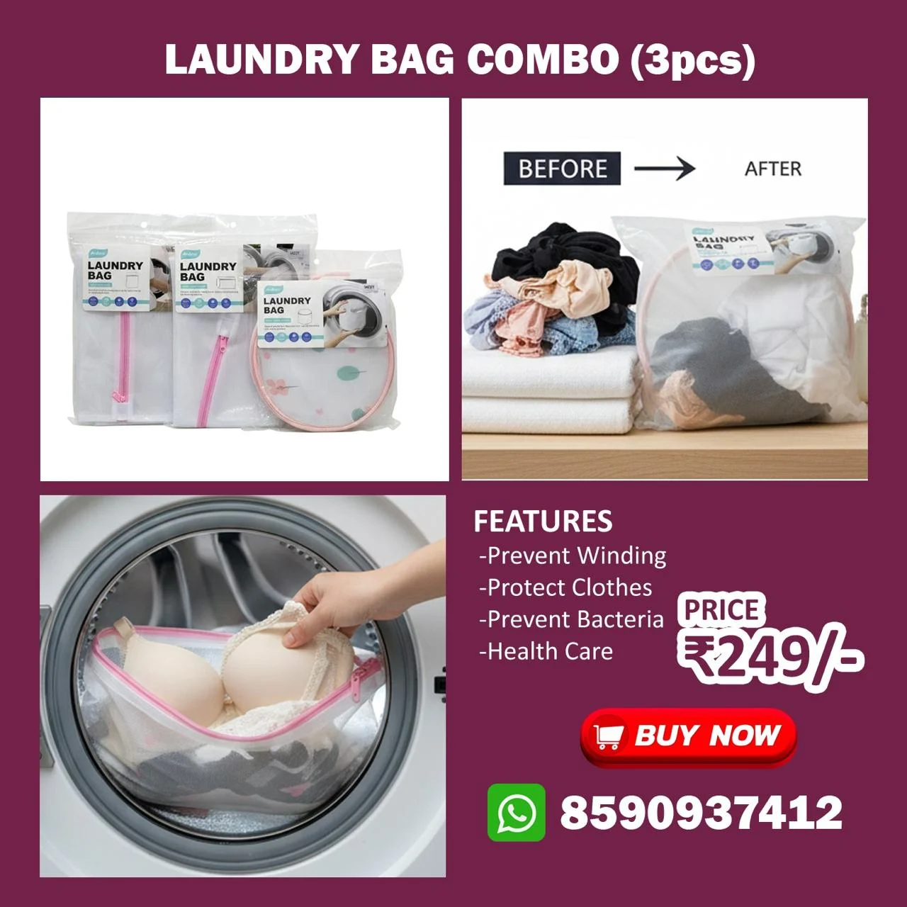 Laundry Bag Combo – 3-Piece